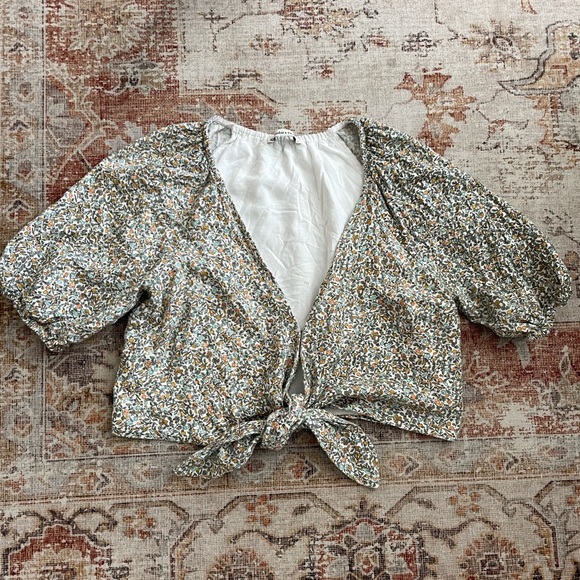 Abercrombie & Fitch linen tied floral print top - Picture 2 of 6